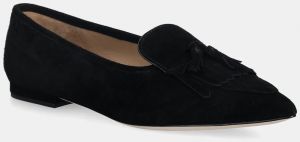 Semišové baleríny Lauren Ralph Lauren Londyn Klt čierna farba, 802P04175001