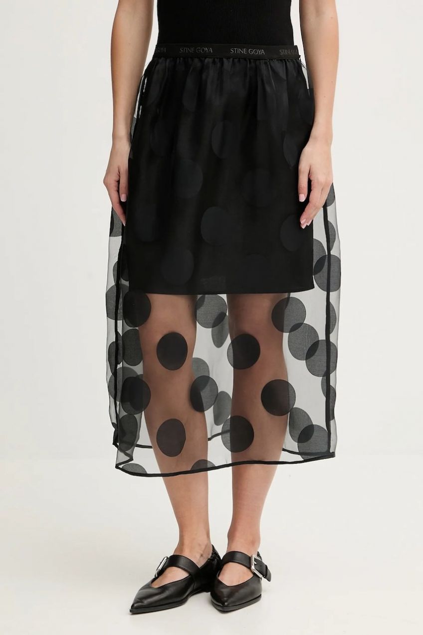 Sukňa Stine Goya čierna farba, midi, áčkový strih, SG-PS26-SK023-2460