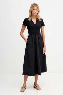 Šaty Dkny čierna farba, midi, áčkový strih, DJ5D9139