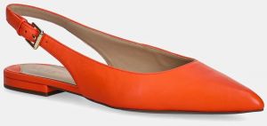 Kožené balerínky Lauren Ralph Lauren Londyn Slbck oranžová farba, s otvorenou pätou, 802P04383001