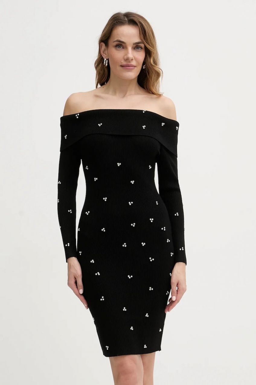 Šaty Guess ALISHA čierna farba, mini, priliehavé, W5BK64 Z2YJ2