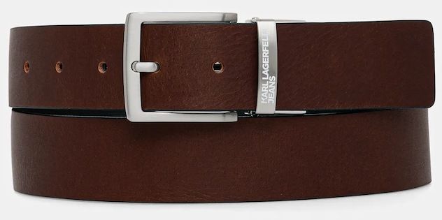 Obojstranný kožený opasok Karl Lagerfeld Jeans hnedá farba, B1M33067