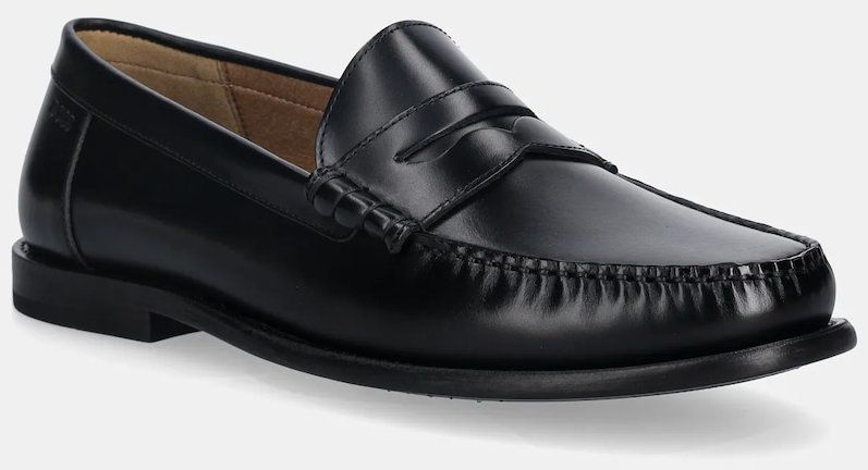 Kožené mokasíny BOSS Tevan čierna farba, 50557750