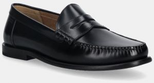 Kožené mokasíny BOSS Tevan čierna farba, 50557750
