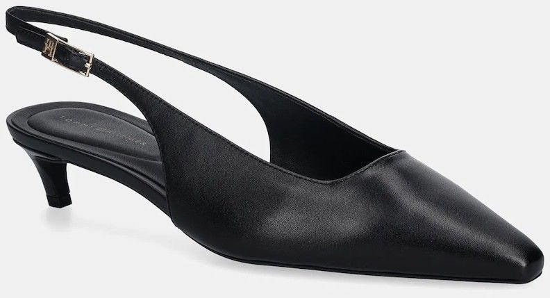 Kožené lodičky Tommy Hilfiger TH BUCKLE SLINGBACK LOW PUMP čierna farba, FW0FW09009