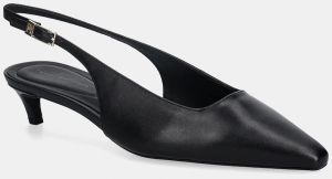 Kožené lodičky Tommy Hilfiger TH BUCKLE SLINGBACK LOW PUMP čierna farba, FW0FW09009