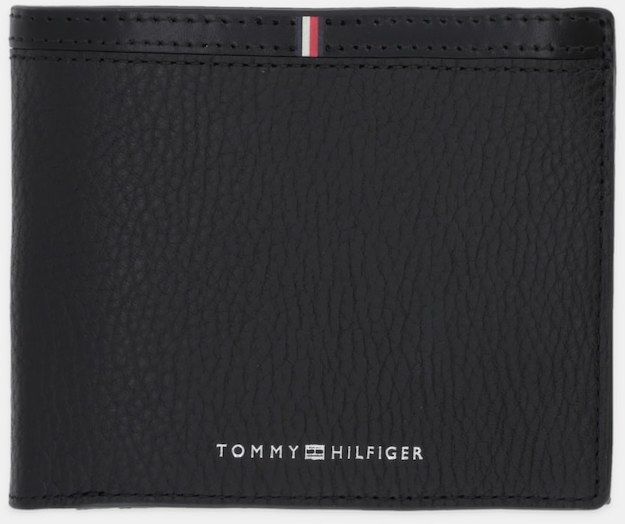Kožená peňaženka Tommy Hilfiger čierna farba, AM0AM13969