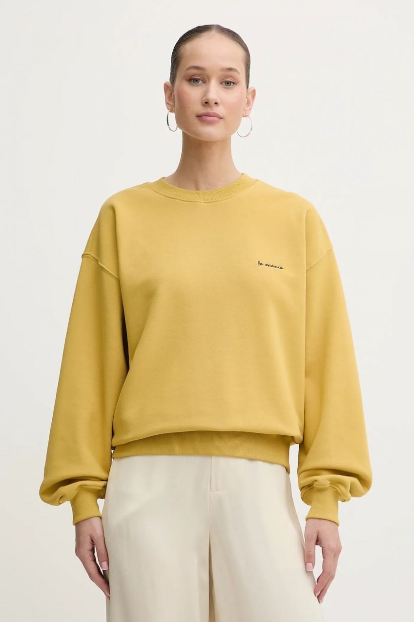 Mikina La Mania KIANA žltá farba, jednofarebná, KIANA