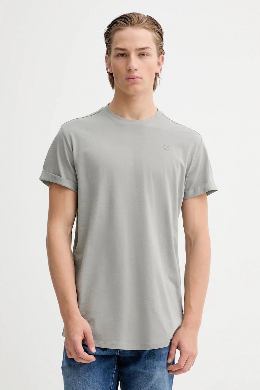 Bavlnené tričko G-Star Lash pánske, šedá farba, jednofarebné, D16396-B353,
