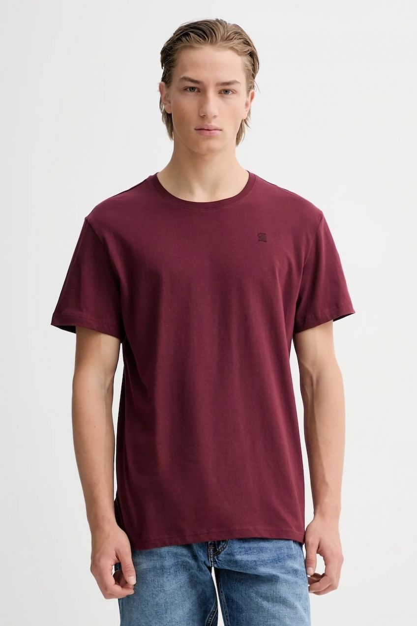 Bavlnené tričko G-Star Base-s pánske, červená farba, jednofarebné, D16411-336,