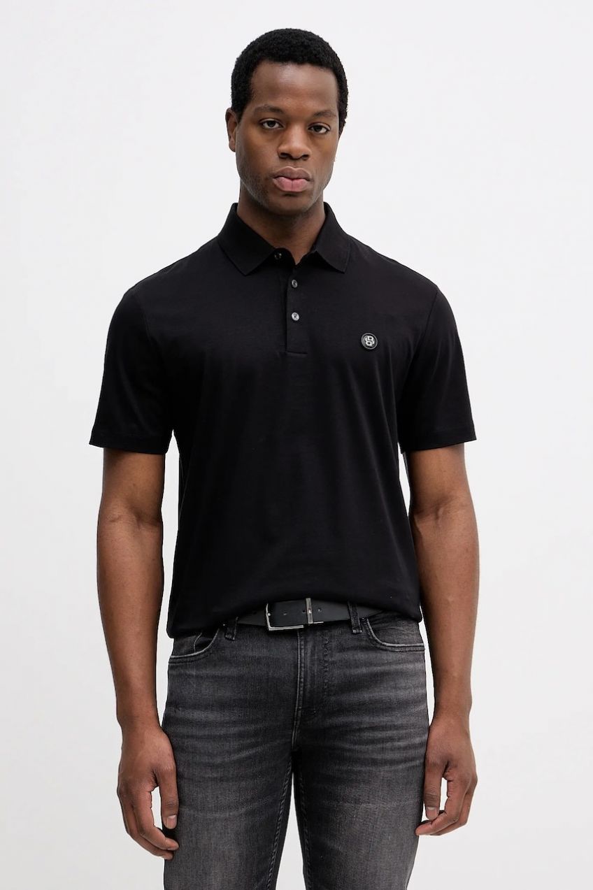 Bavlnené polo tričko BOSS C-Parris 01 čierna farba, jednofarebné, 50555829