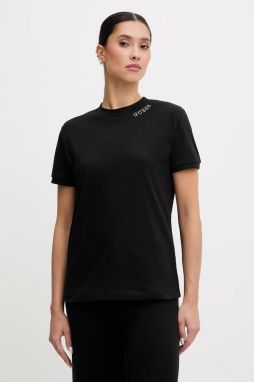 Bavlnené tričko Guess CLELIA dámske, čierna farba, V5BI12 K8FQ4