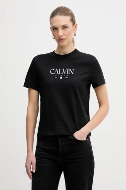 Bavlnené tričko Calvin Klein Jeans dámske, čierna farba, LV047E813G