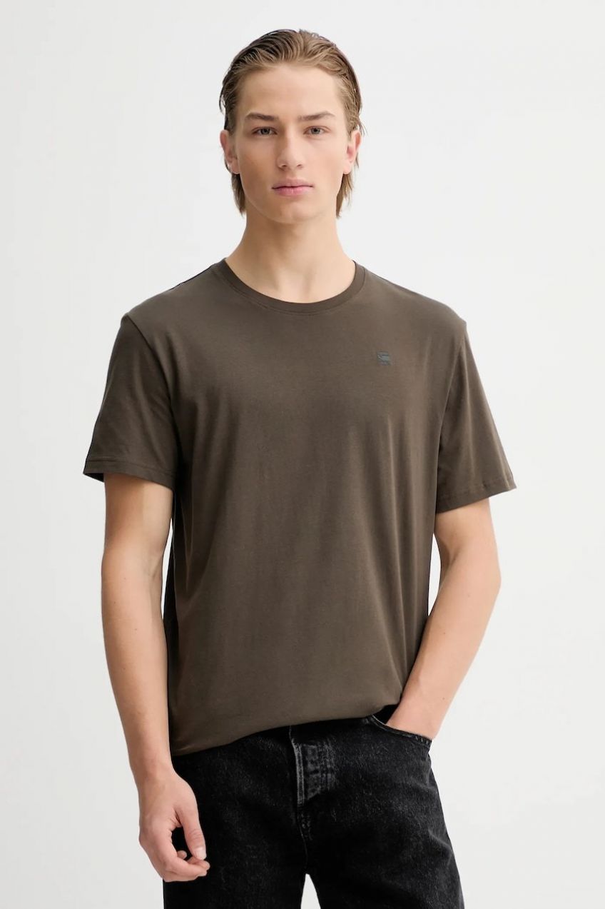 Bavlnené tričko G-Star Base-s pánske, zelená farba, jednofarebné, D16411-336,