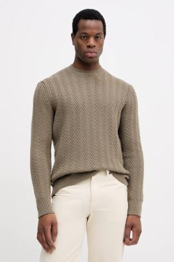 Vlnený sveter BOSS H-Hitalo zelená farba, 50549980