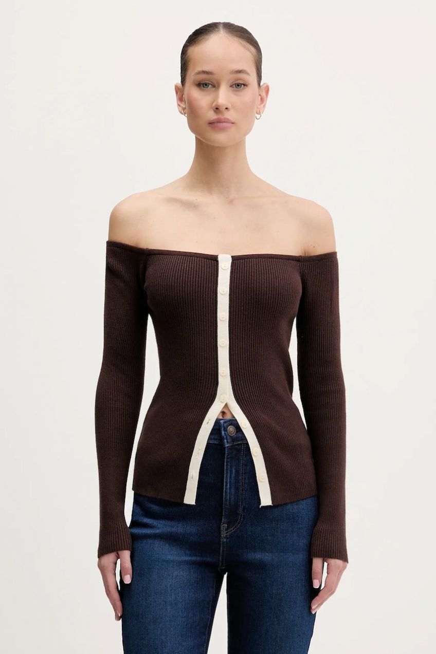 Sveter Abercrombie & Fitch hnedá farba, KI150-5429-480