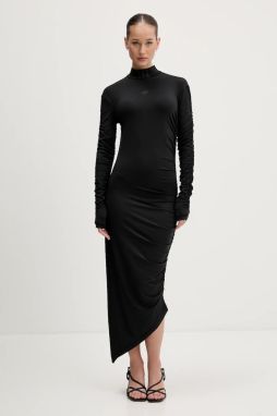 Šaty adidas Originals Ruched čierna farba, maxi, priliehavé, JW2806