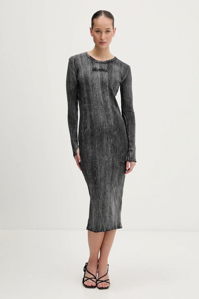 Šaty Karl Lagerfeld Jeans šedá farba, midi, priliehavé, B1W13055