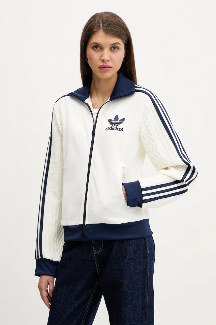Mikina adidas Originals béžová farba, s nášivkou, KS7800