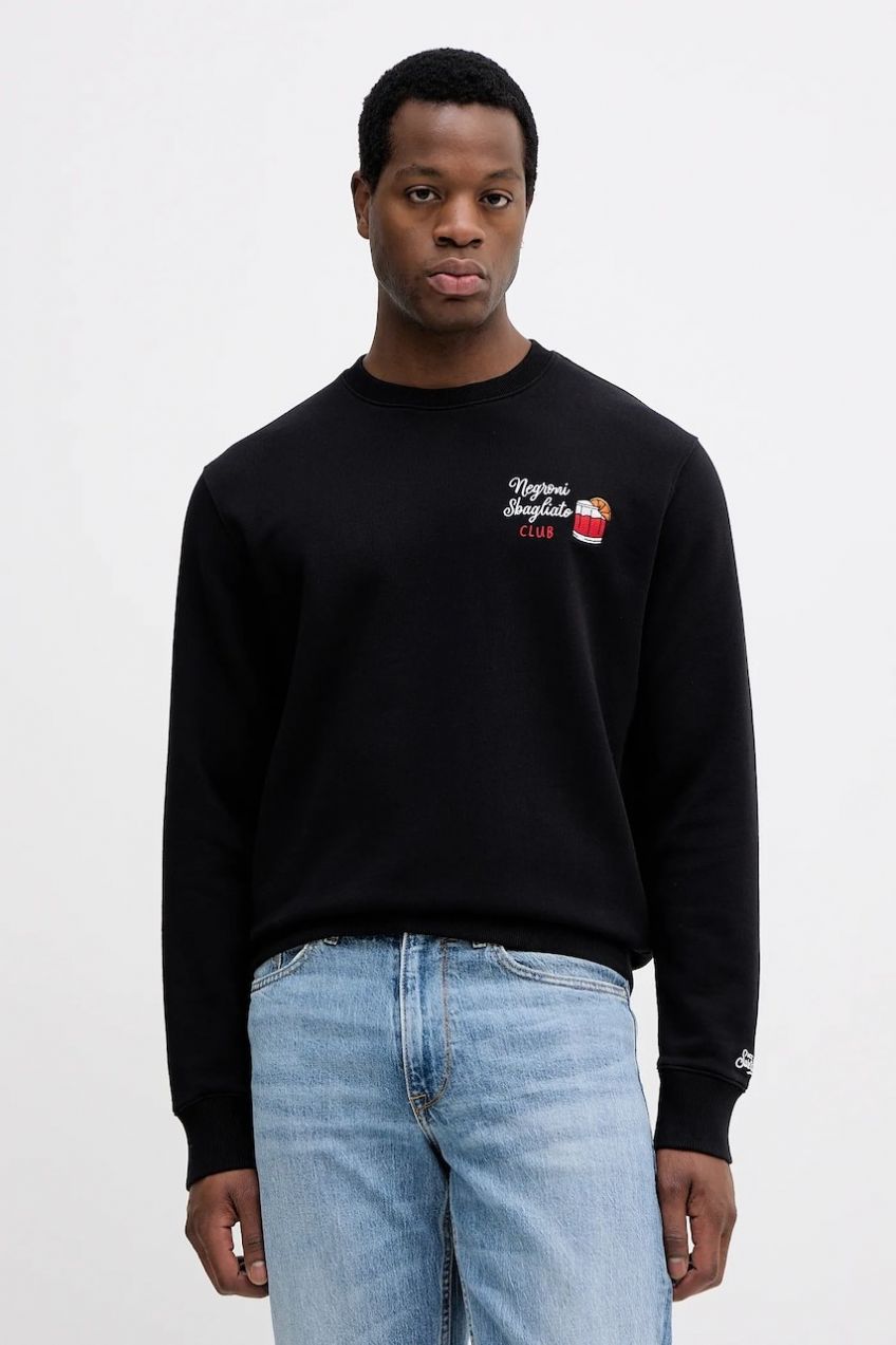 Bavlnená mikina MC2 Saint Barth čierna farba, jednofarebná, SOH0008