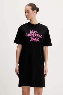 Bavlnené šaty Karl Lagerfeld Jeans čierna farba, mini, oversize, B1W13043