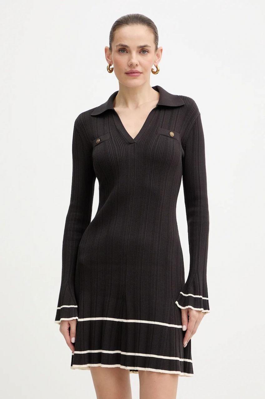 Šaty Twinset hnedá farba, mini, áčkový strih, 252TT3230