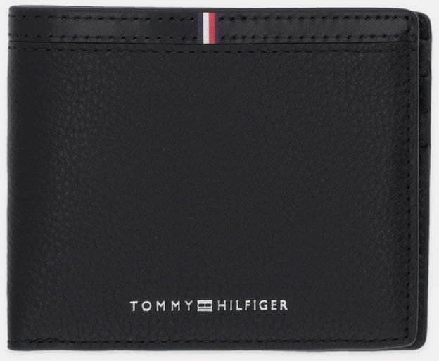 Kožená peňaženka Tommy Hilfiger čierna farba, AM0AM13971