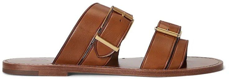 Kožené šľapky Polo Ralph Lauren Bkle Slide hnedá farba, 818P01589001