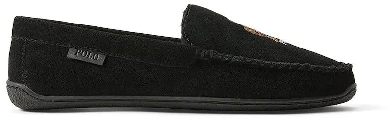 Semišové papuče Polo Ralph Lauren Brenan Bear čierna farba, 843981600001