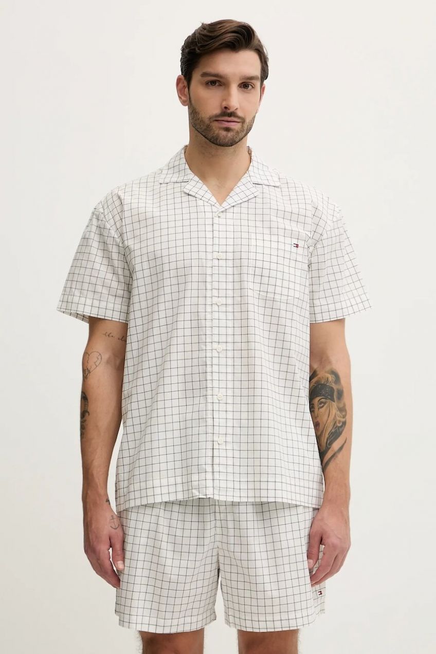 Bavlnené pyžamo Tommy Hilfiger béžová farba, UM0UM03684