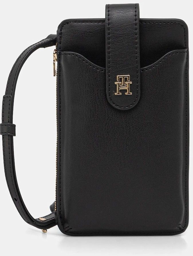 Peňaženka Tommy Hilfiger dámska, čierna farba, AW0AW18137