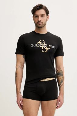 Pyžamo Guess pánske, čierna farba, s potlačou, U5BG94 K6YW1