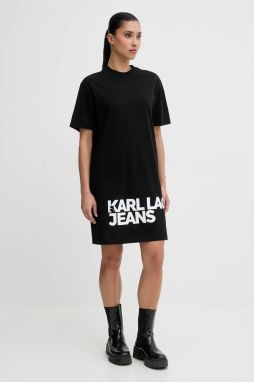 Bavlnené šaty Karl Lagerfeld Jeans čierna farba, mini, rovný strih, B1W13054