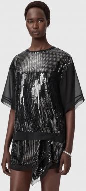 Blúzka AllSaints čierna farba, vzorovaná, W051PD