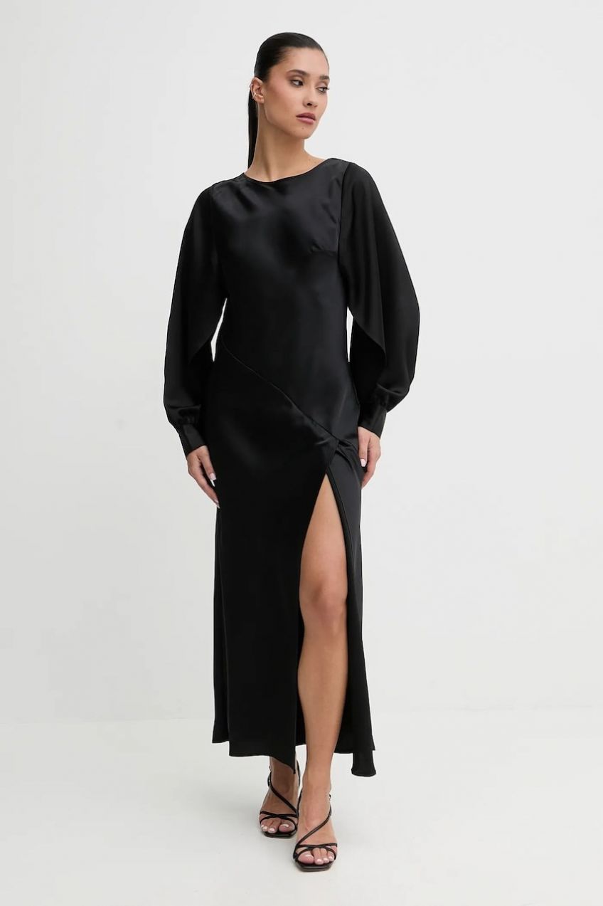 Šaty HUGO Kawine-1 čierna farba, maxi, rovný strih, 50552970