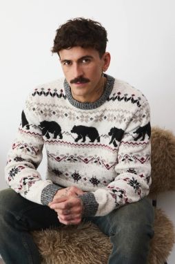 Sveter s prímesou vlny Medicine béžová farba