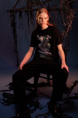 Bavlnené tričko Medicine pánske, čierna farba, s potlačou