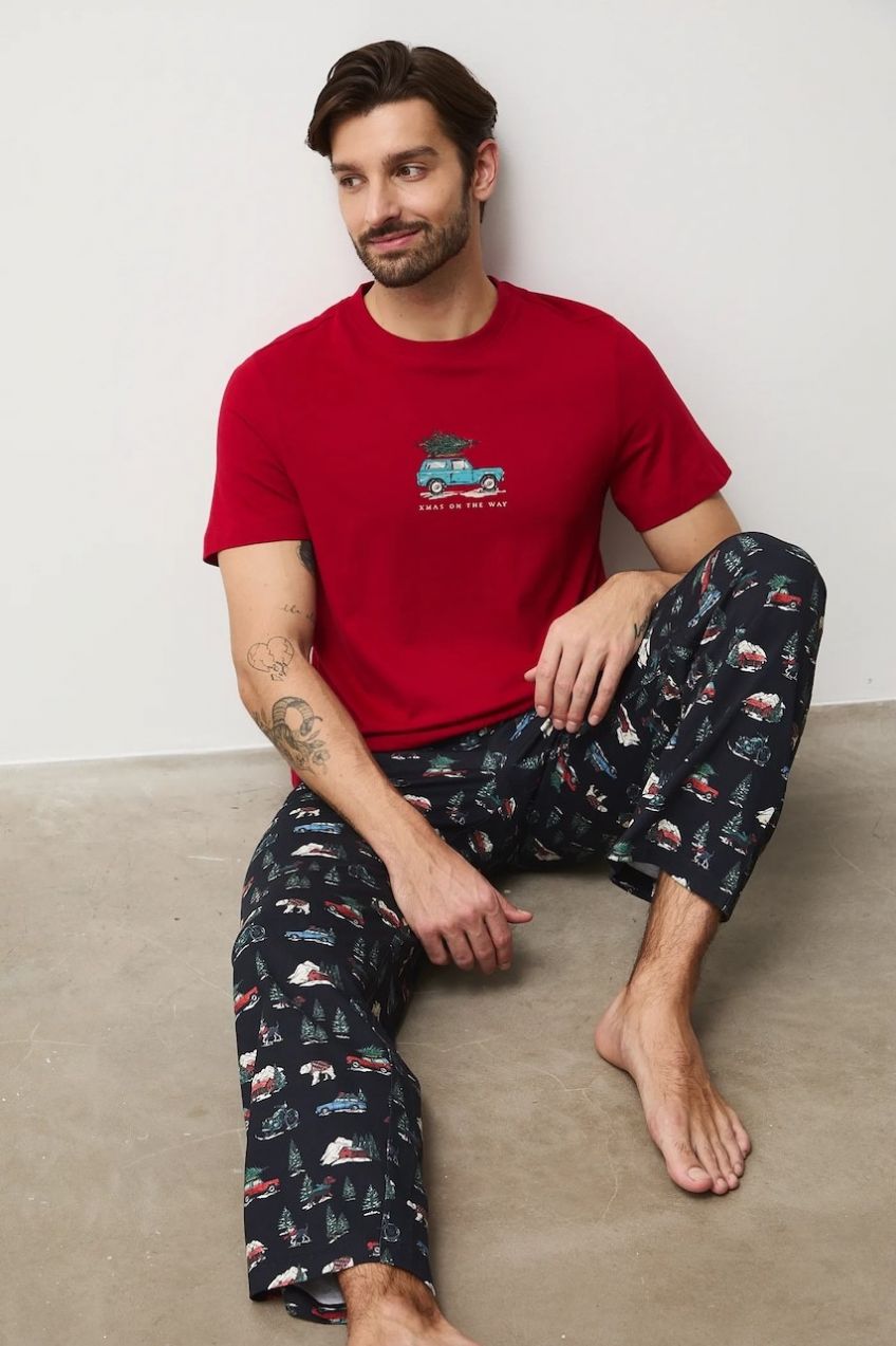Bavlnené pyžamo Medicine červená farba, vzorovaná