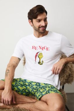 Bavlnené pyžamo Medicine biela farba, vzorovaná