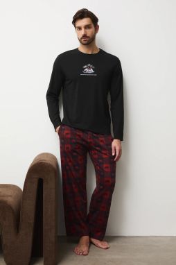 Bavlnené pyžamo Medicine čierna farba, vzorovaná