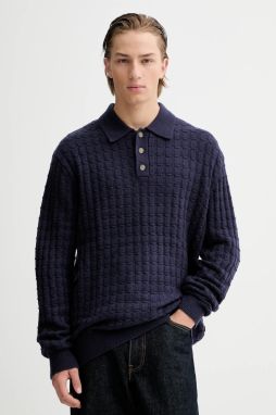 Sveter s prímesou vlny Les Deux tmavomodrá farba, 1001201