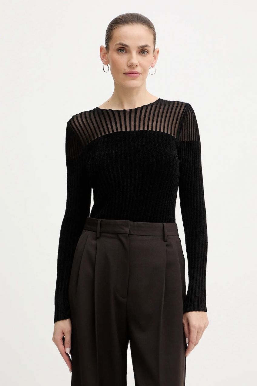 Zamatová blúzka Guess ROWENA čierna farba, jednofarebná, W5BR62 Z0890