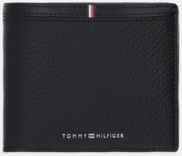 Kožená peňaženka Tommy Hilfiger čierna farba, AM0AM13970