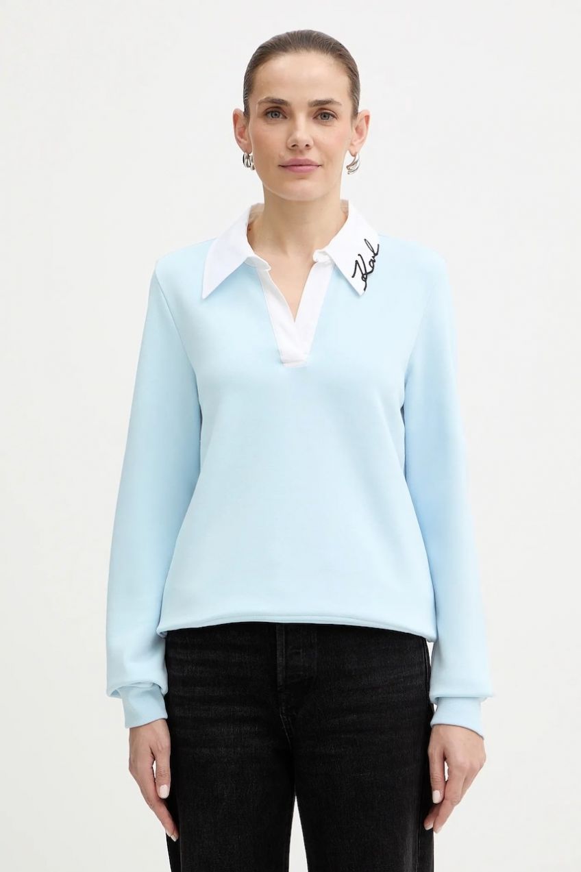 Mikina Karl Lagerfeld modrá farba, jednofarebná, B1W20020