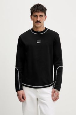 Bavlnené tričko s dlhým rukávom Karl Lagerfeld Jeans čierna farba, s nášivkou, B1M17071