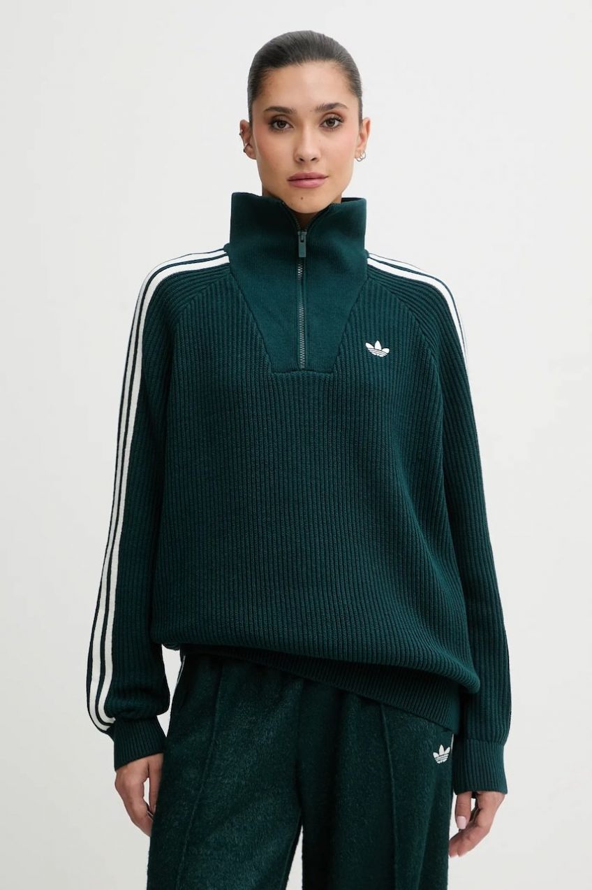 Mikina adidas Originals Funnel zelená farba, s nášivkou, KR7653