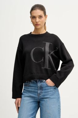 Bavlnený sveter Calvin Klein Jeans čierna farba, LV047E304G