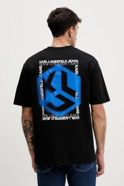 Bavlnené tričko Karl Lagerfeld Jeans pánske, čierna farba, s potlačou, B1M17073