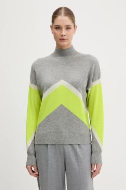 Kašmírový sveter FROM FUTURE šedá farba, ľahké, s polorolákom, WPM03316