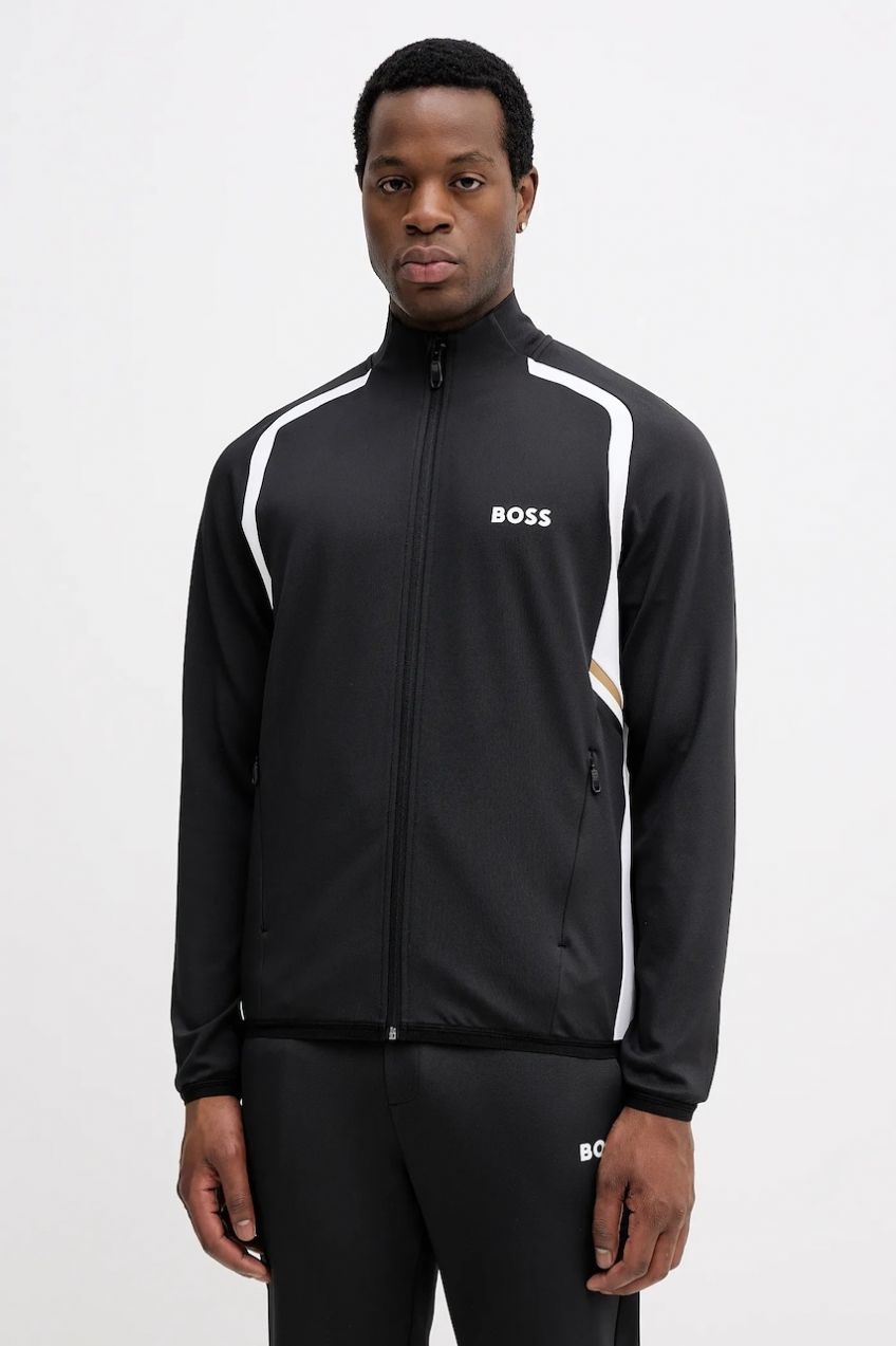 Mikina BOSS Green SW_TOC Spin FZ čierna farba, vzorovaná, 50554402